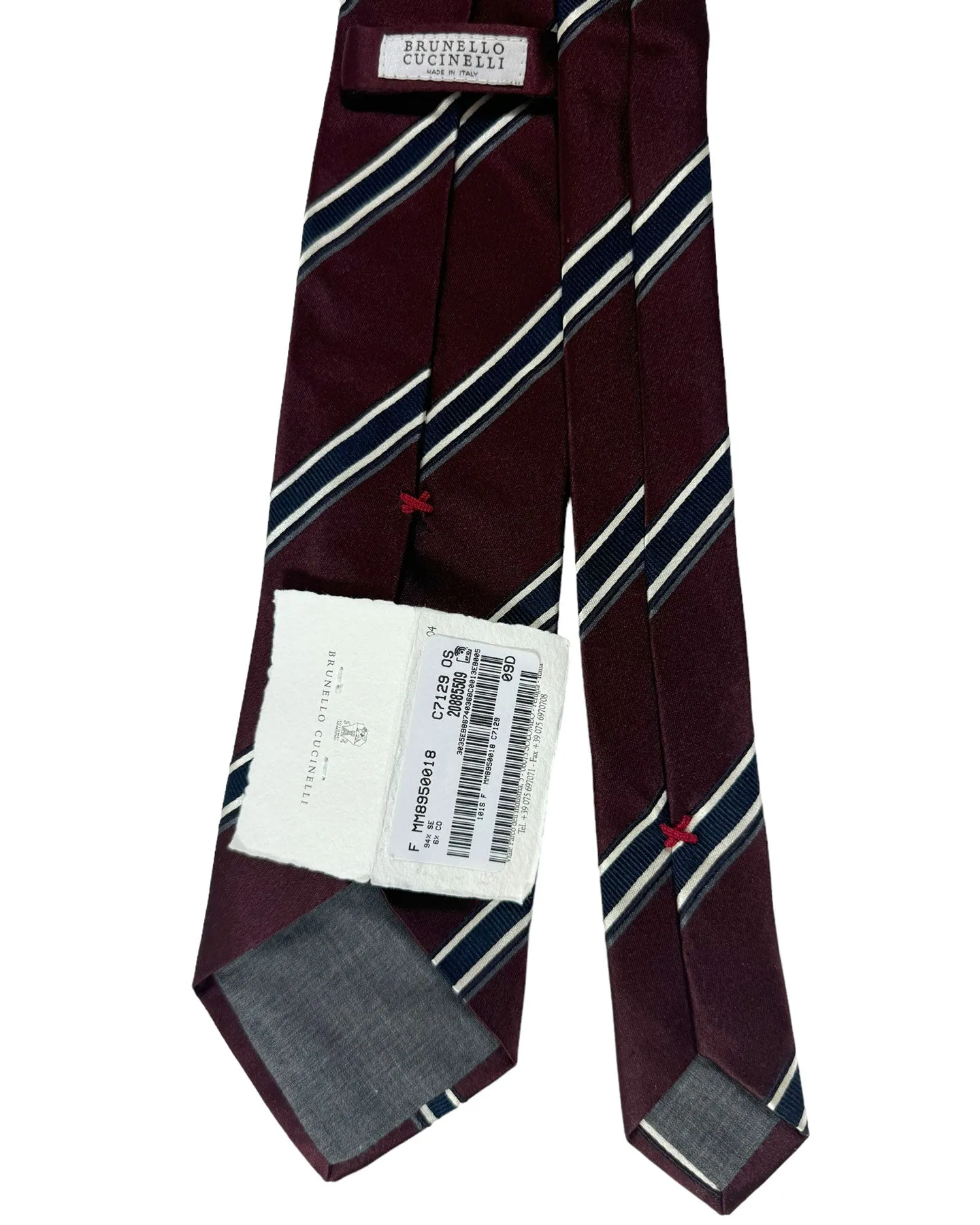 Brunello Cucinelli Necktie Maroon Dark Blue Stripes