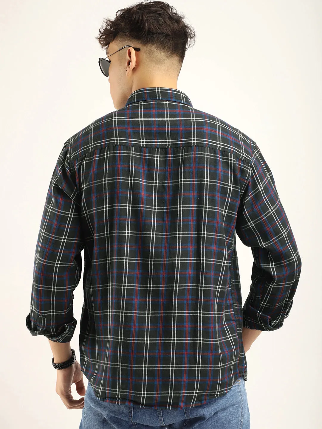 Brushd Checkerd Blue Full Sleeve Shirt