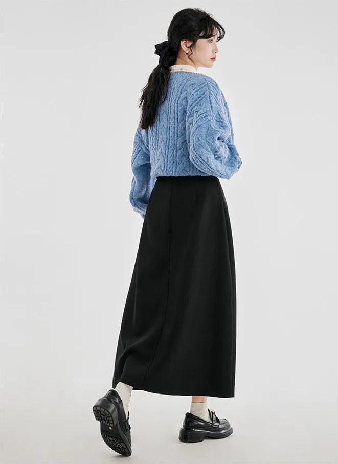 Cable Knit Contrast Trim Oversized Cardigan