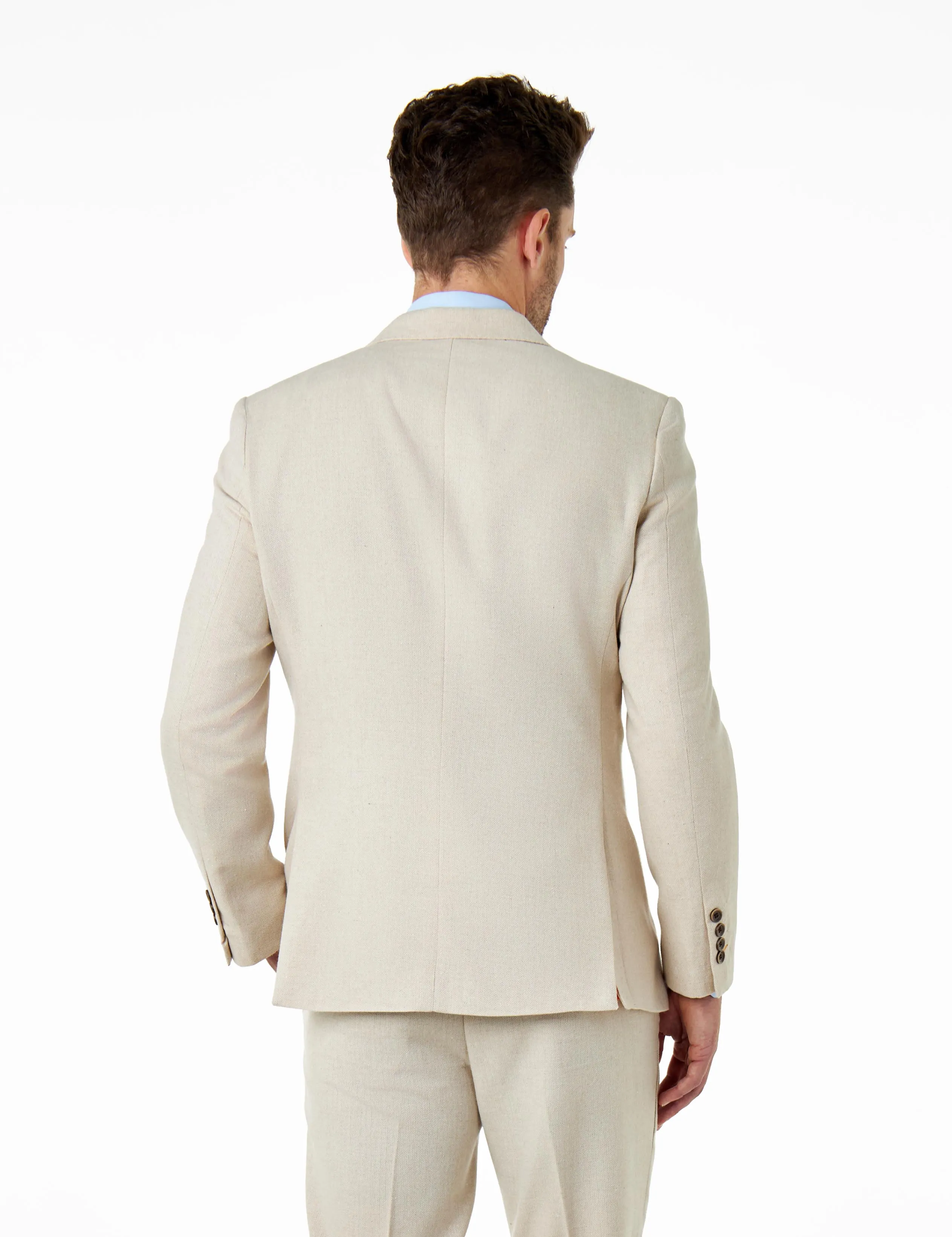 CALIX - Ivory Herringbone Tailored 3 Piece Suit