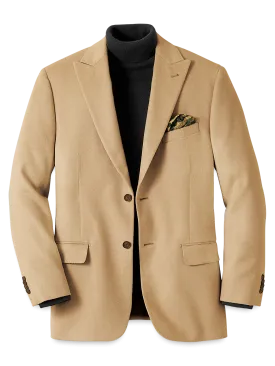 Camel Hair Single Breasted Peak Lapel Sport Coat - Camel