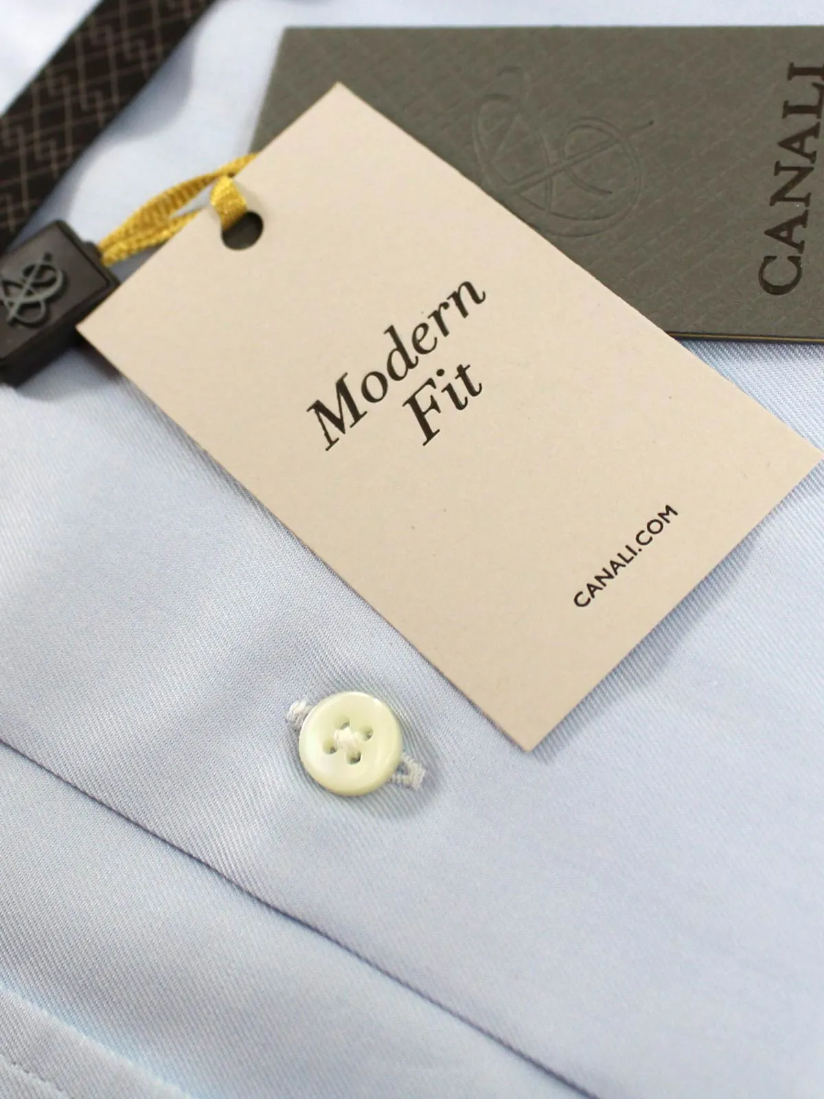 Canali Dress Shirt Blue - Moderate Spread Collar Modern Fit 45 - 17 3/4 SALE