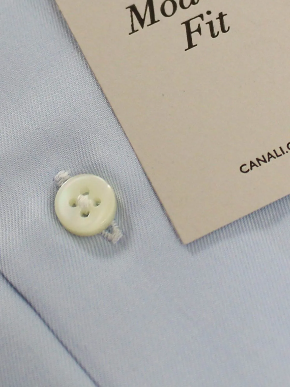 Canali Dress Shirt Blue - Moderate Spread Collar Modern Fit 45 - 17 3/4 SALE