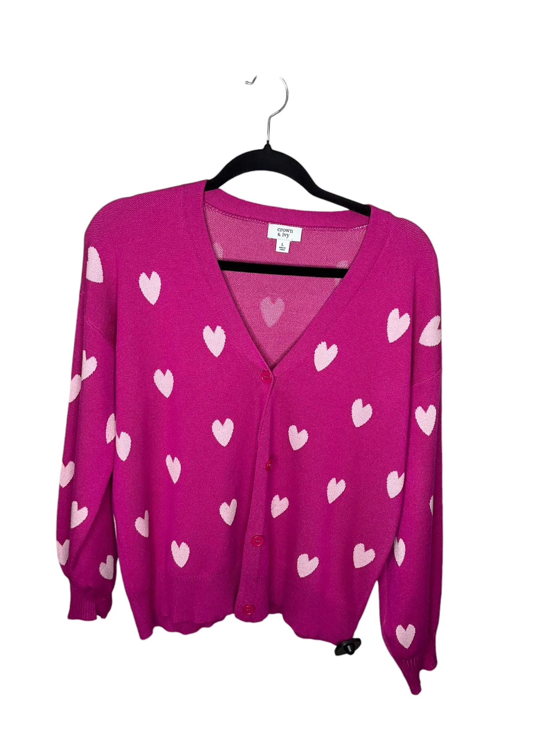 Cardigan By Crown And Ivy In Pink, Size: L