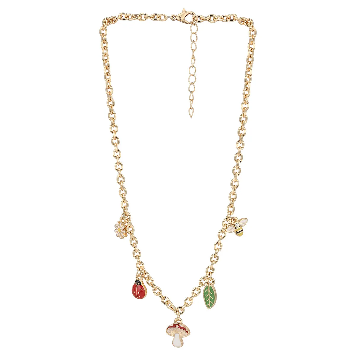 Carlton London Girls Multicoloured Gold-Plated Enamelled Necklace Kjn061