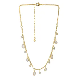 Carlton London Gold-Plated & White Cz Studded Charm Necklace Fjn3879