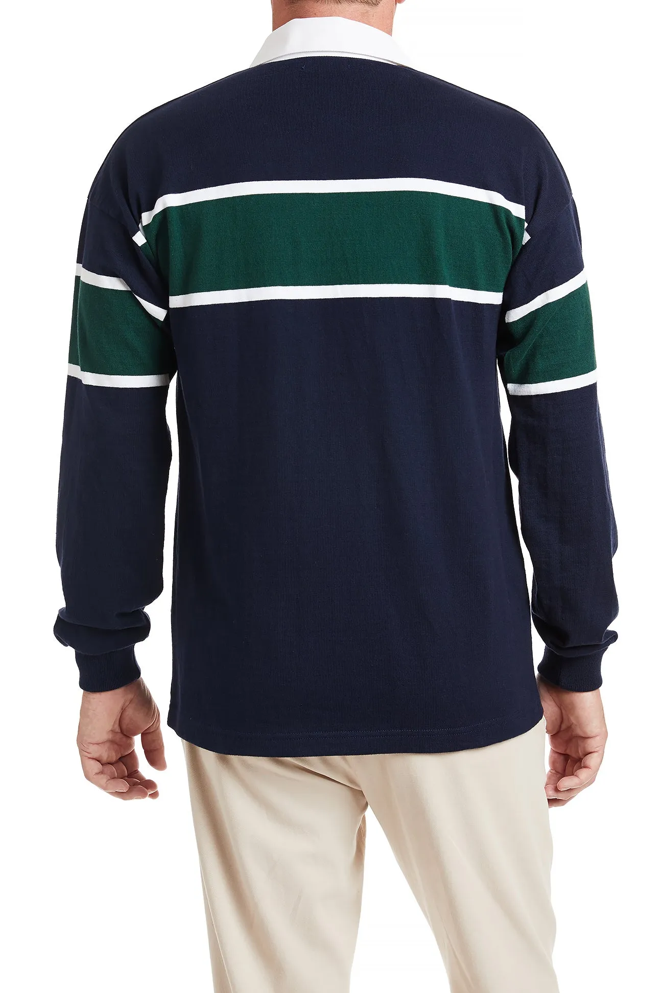 Castaway Rugby Shirt Navy & Green Team Stripe