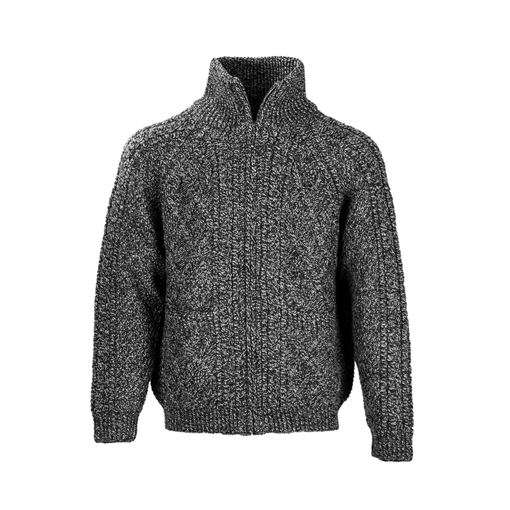 Charcoal Unisex Hand Knit Aran Cardigan