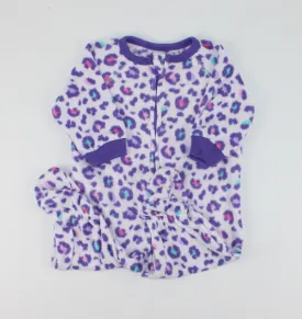 CHILDRENS PLACE FLEECE ANIMAL PRINT FOOTIES 0-3M EUC