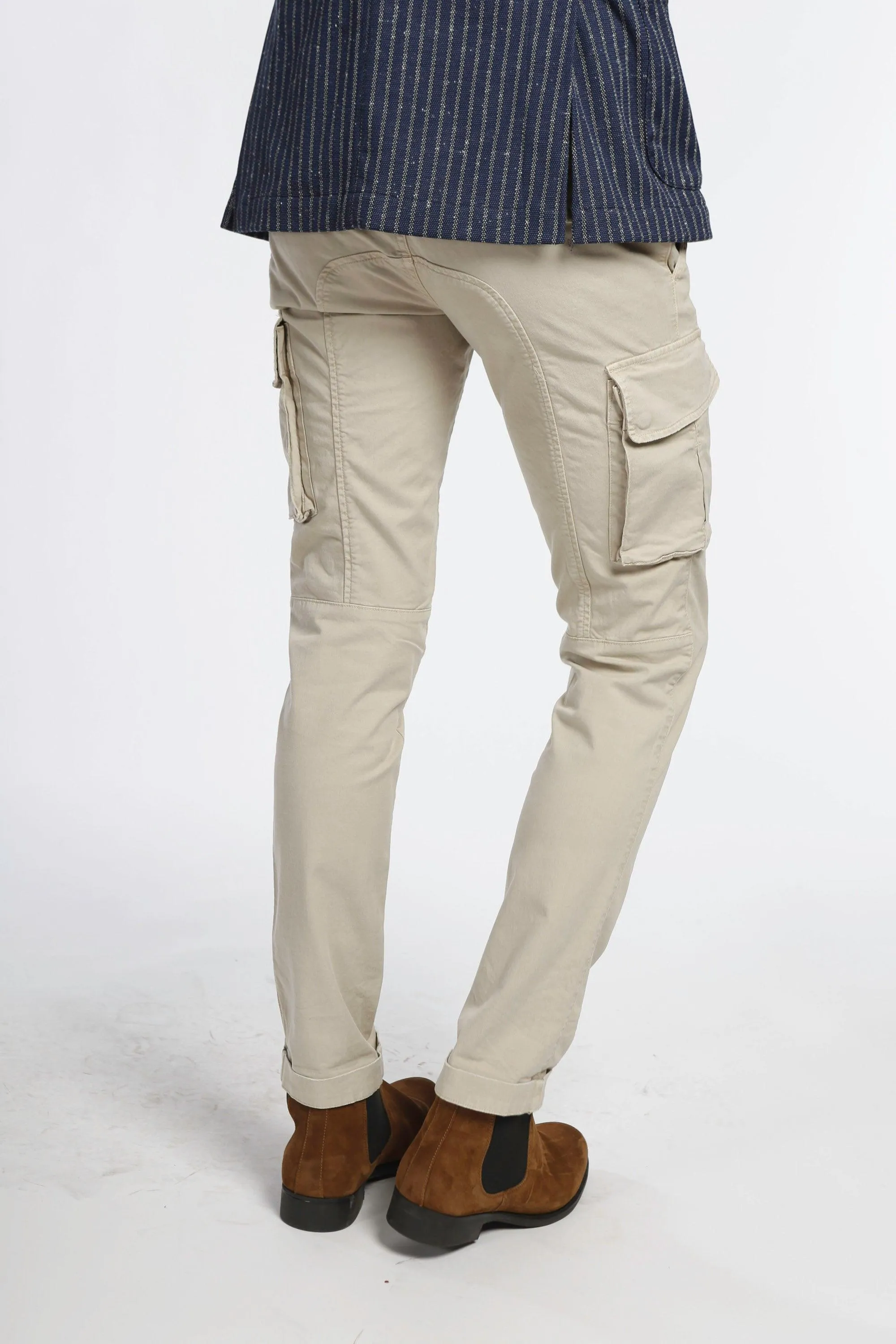 Chile pantalone cargo uomo in twill di cotone stretch extra slim fit ①