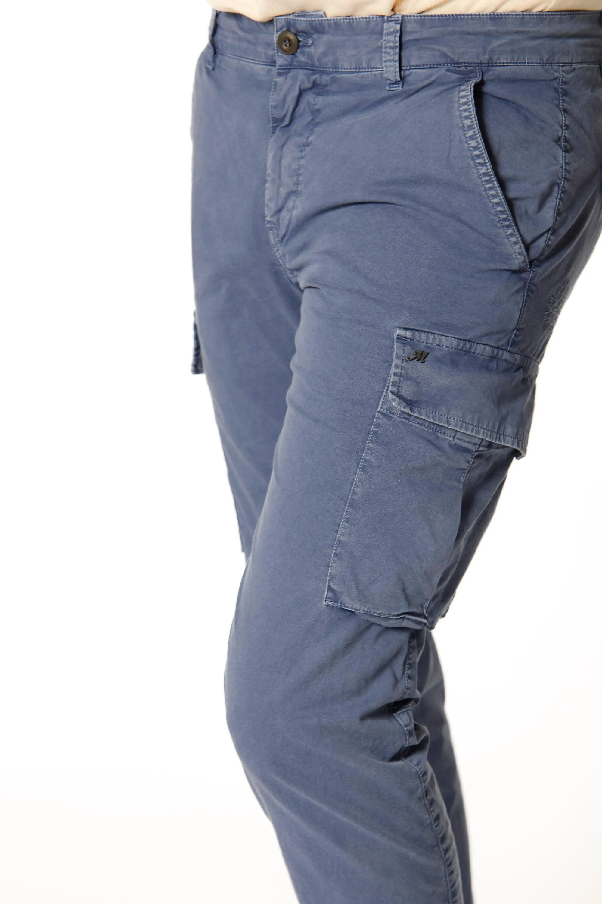 Chile pantalone cargo uomo in twill stretch con special washing extra slim fit