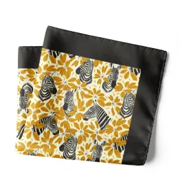 Chokore Black and Gold Zebra Print Pocket Square - Wildlife Range