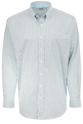 Cinch Diamond Stripe Button-Front Shirt - Blue