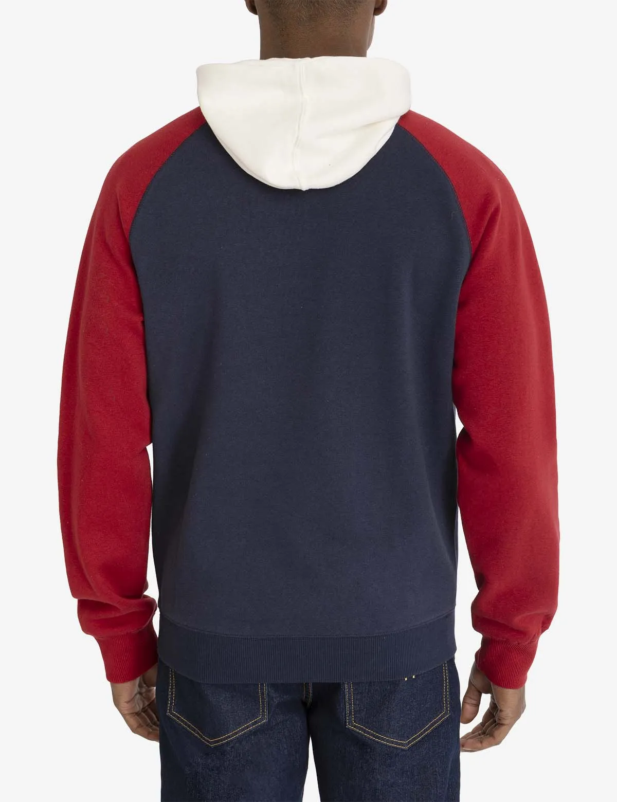 COLORBLOCK RAGLAN SLEEVE FLEECE PULLOVER HOODIE