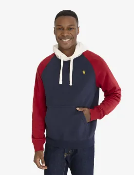 COLORBLOCK RAGLAN SLEEVE FLEECE PULLOVER HOODIE