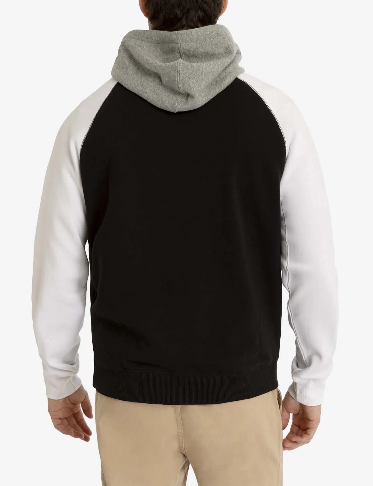 COLORBLOCK RAGLAN SLEEVE FLEECE PULLOVER HOODIE