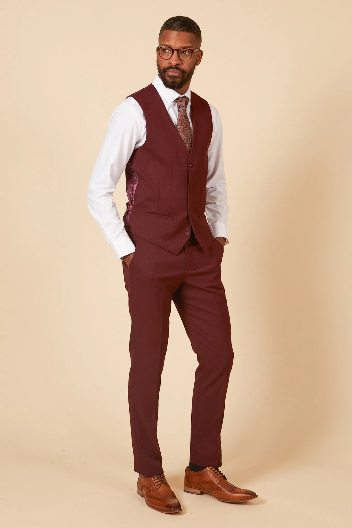 Comedian Ade Edmondson In MAX Wine Three Piece Suit