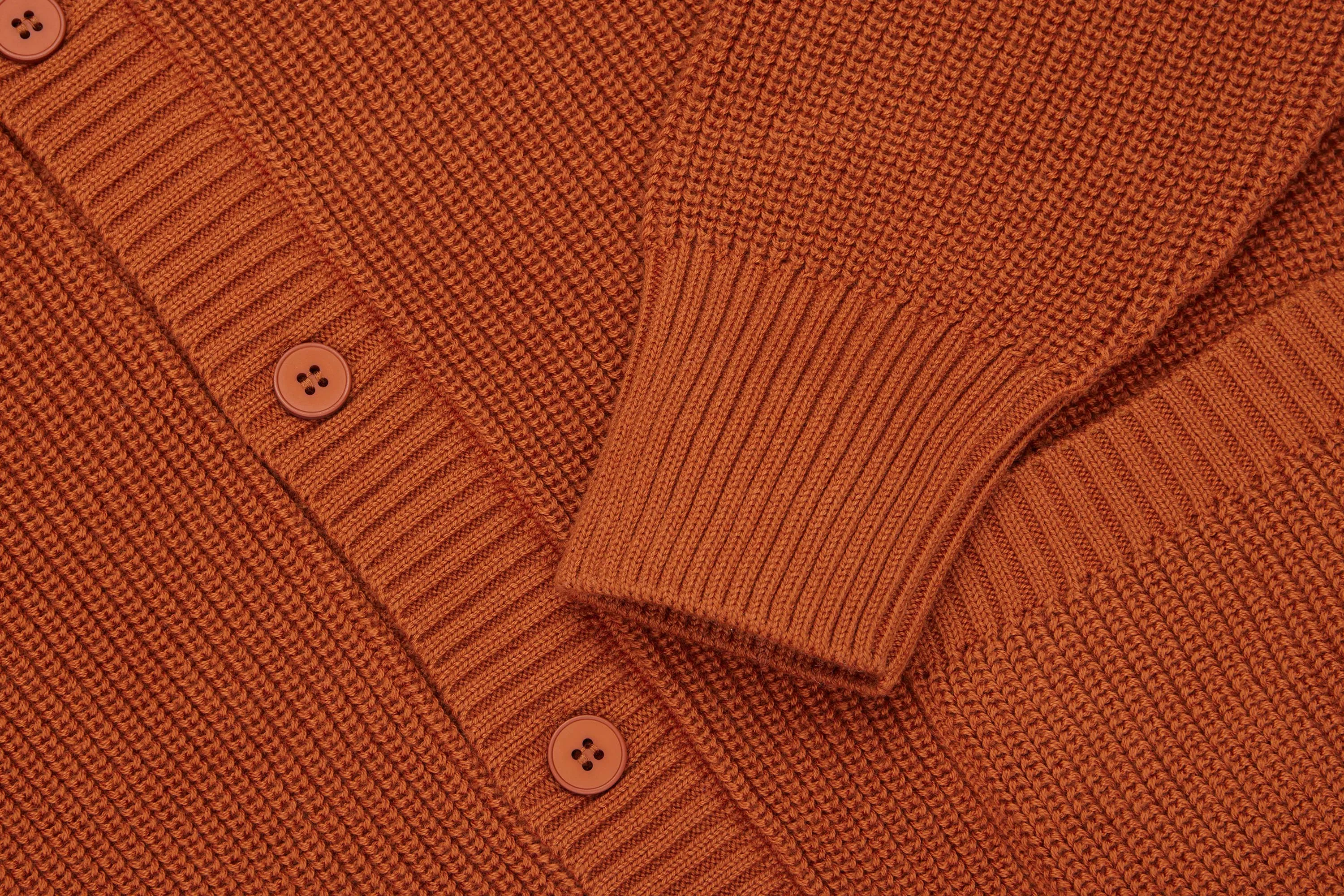 Cotton Collared Cardigan ~ Rust