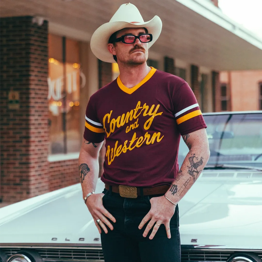 Country & Western Maroon Jersey Unisex Tee