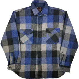 C.P.O. Alexanders 80's Plaid Heavyweight Flannel Shirt Blue