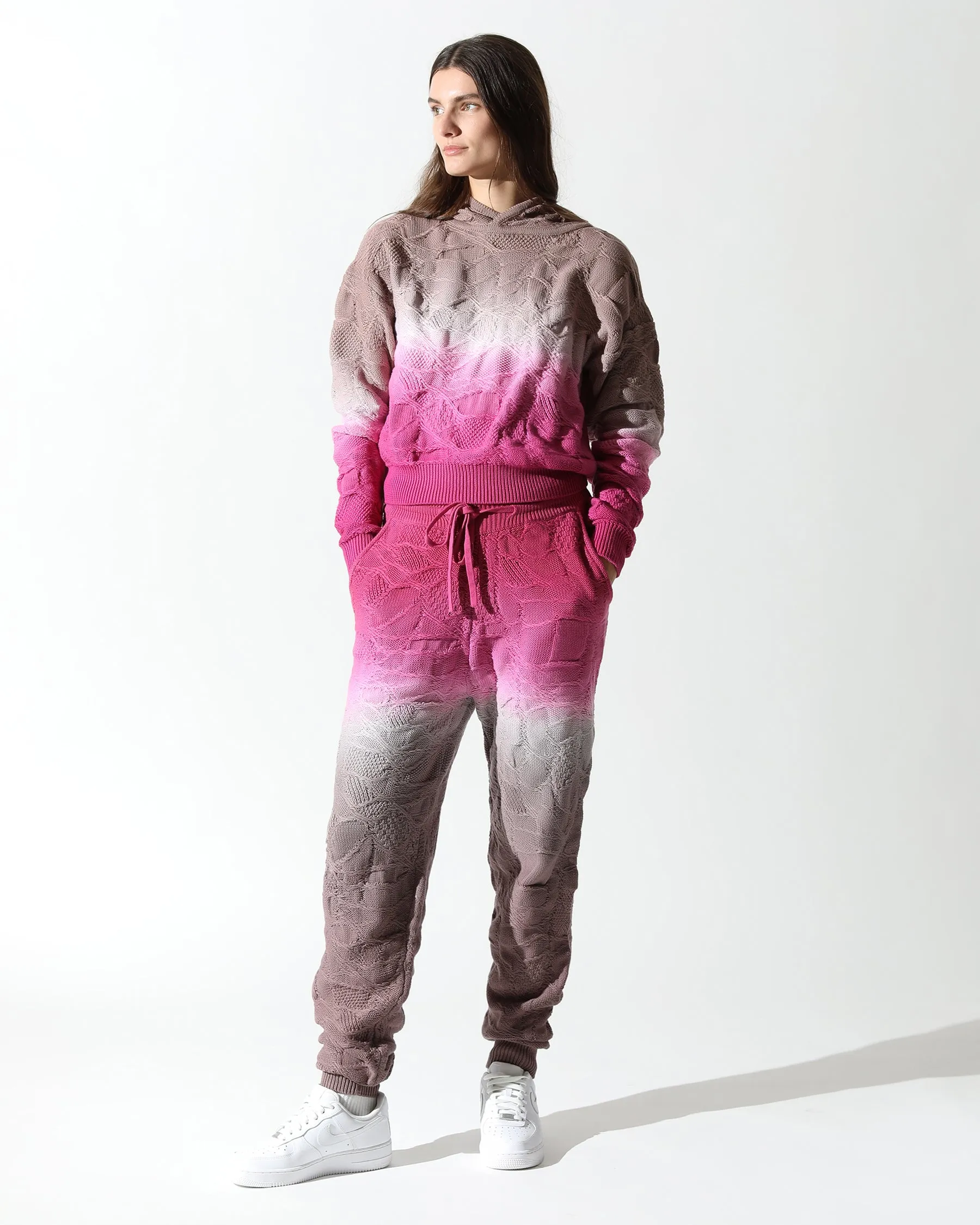 Crossover Netting Sweater Dip Dye Hoodie