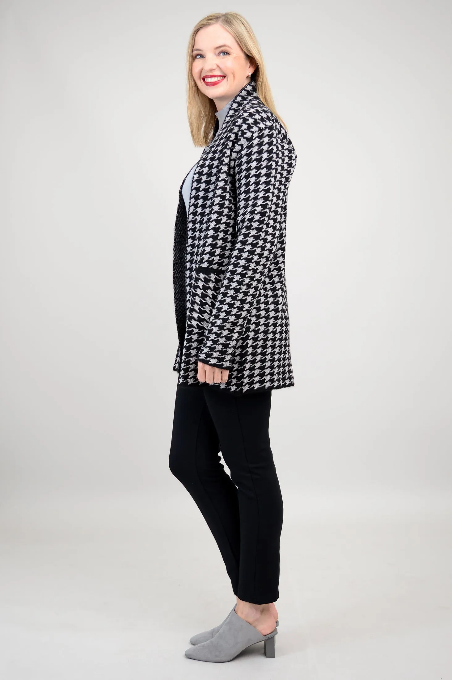 Dakota Cardigan, Houndstooth, Cotton Wool