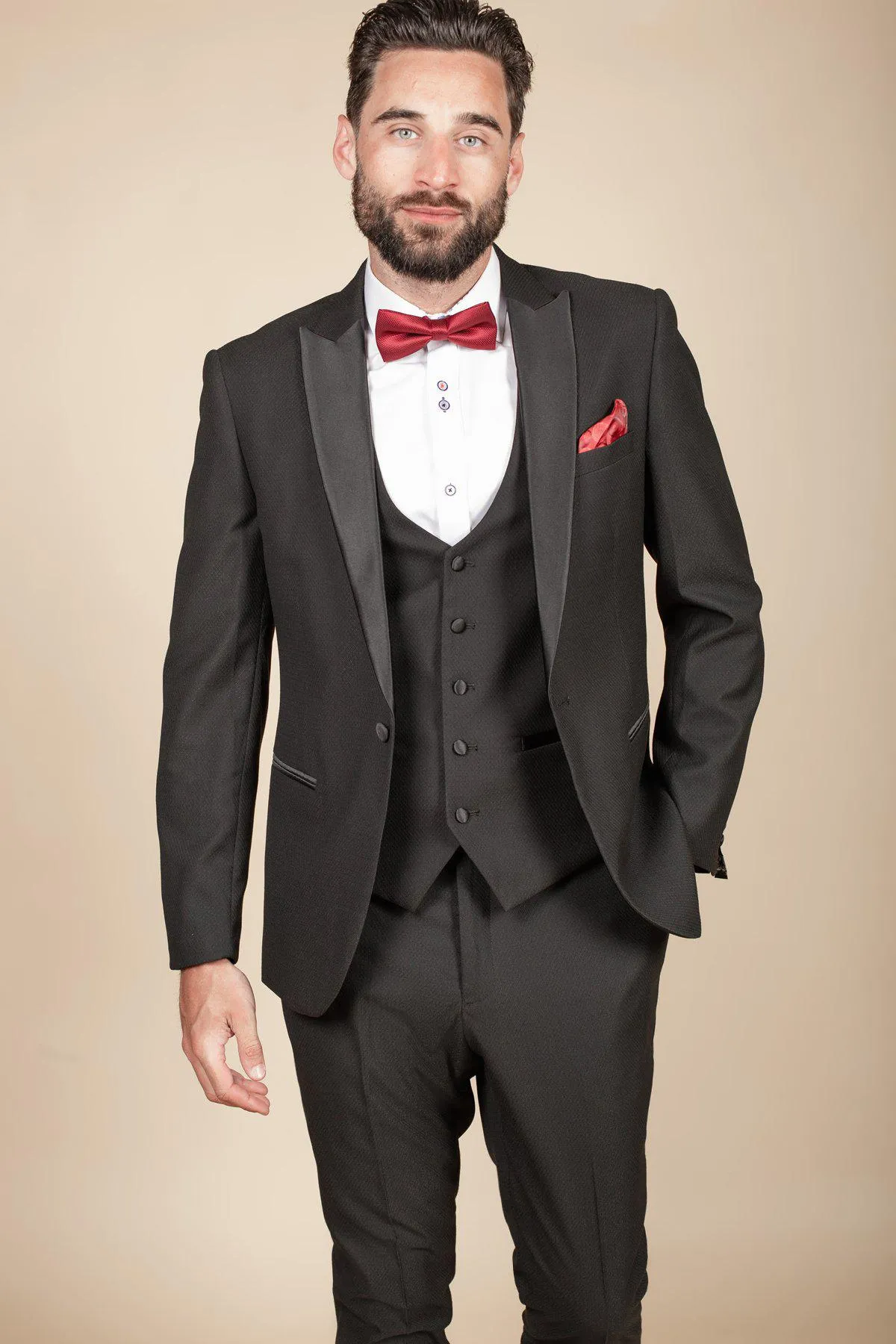 DALTON - Black Tux Lapel Diamond Blazer