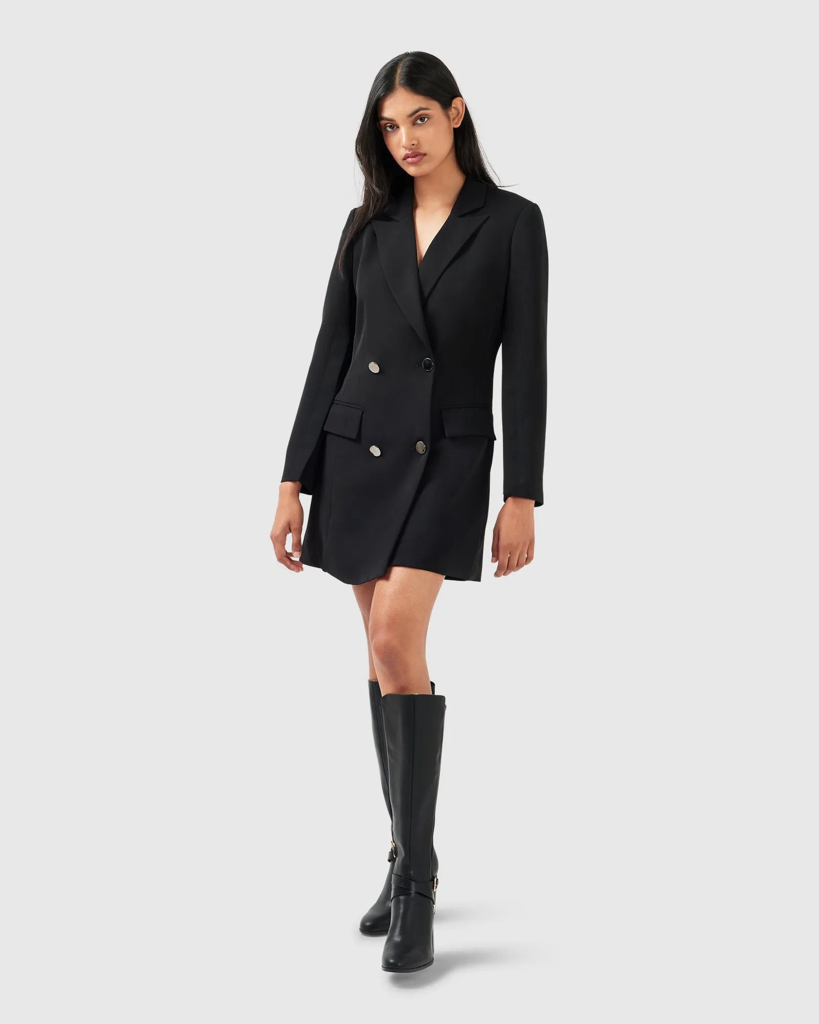 Diamond Heart Blazer Dress - Black