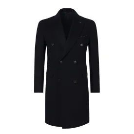 Double-Breasted Capotti Cashmere Coat in Dark Blue. Exclusively Made for Sartale