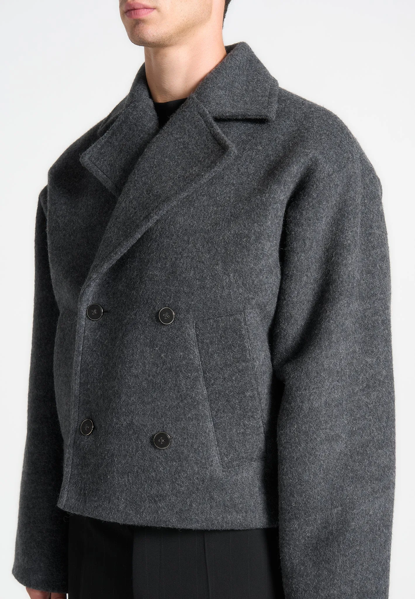 Double Breasted Wool Jacket - Grey