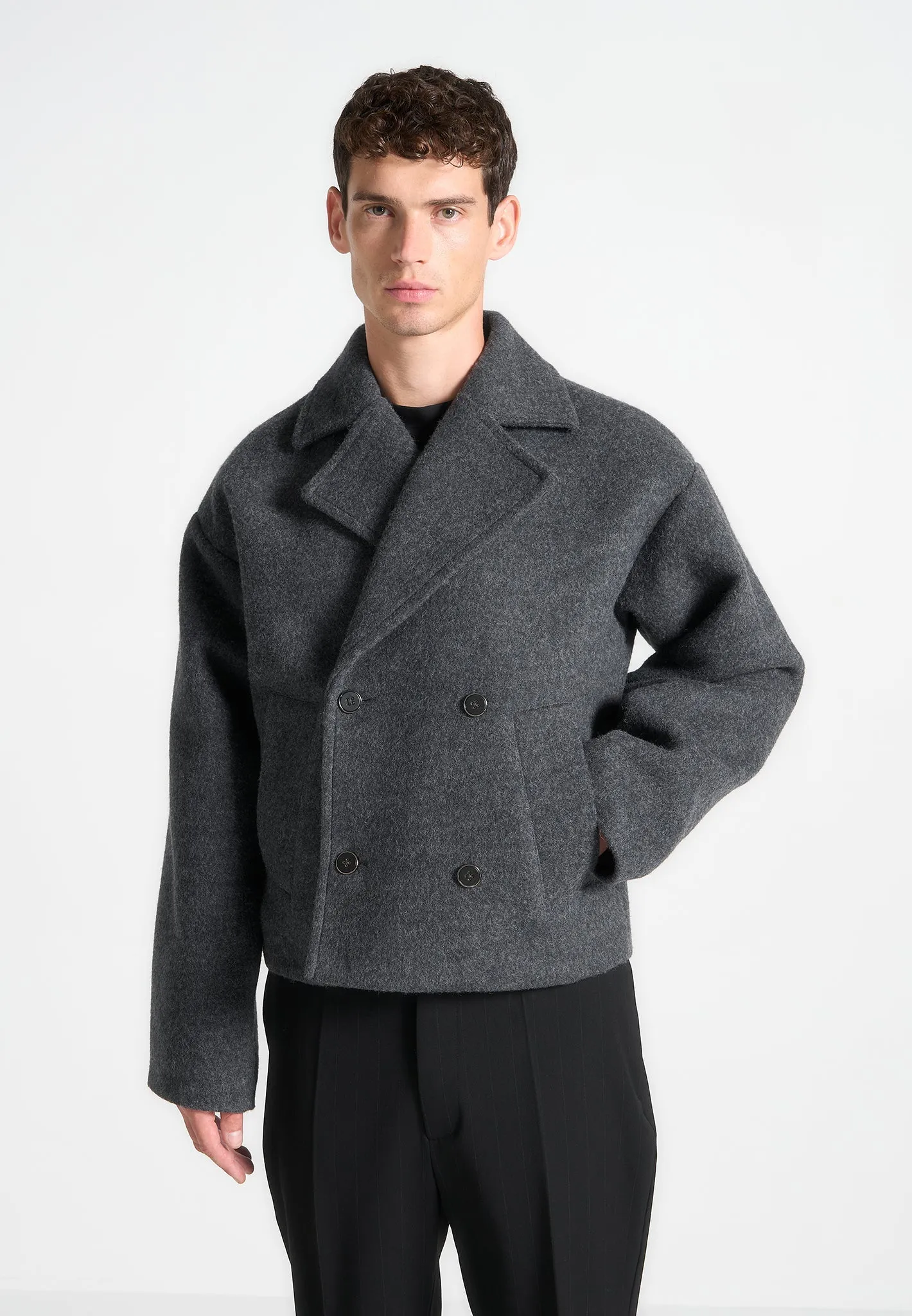 Double Breasted Wool Jacket - Grey