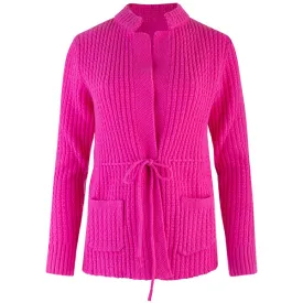 Drawstring Waist Cardigan in Fuchsia