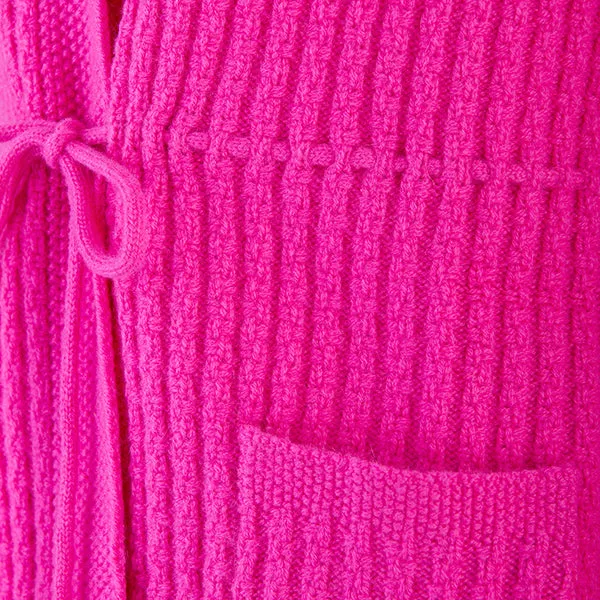 Drawstring Waist Cardigan in Fuchsia