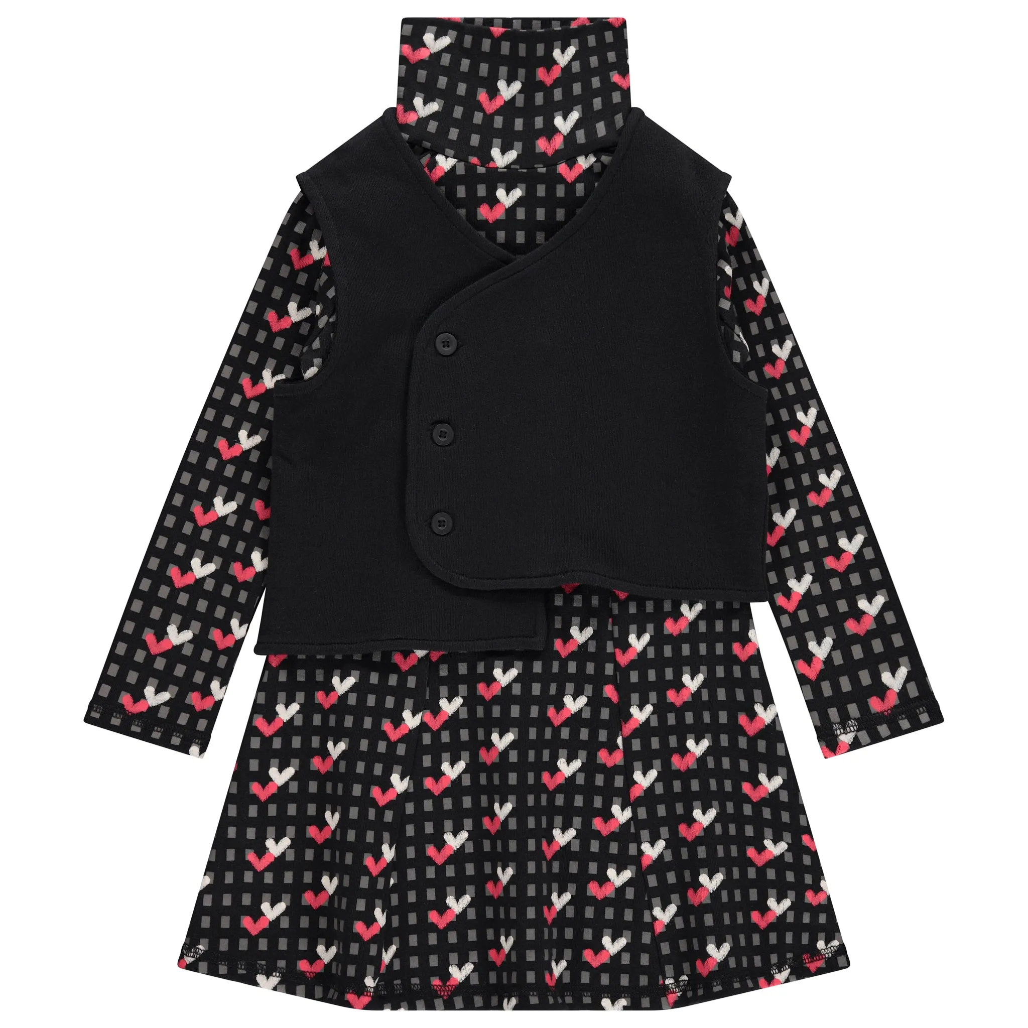 dress swing french terry turtleneck - heart print