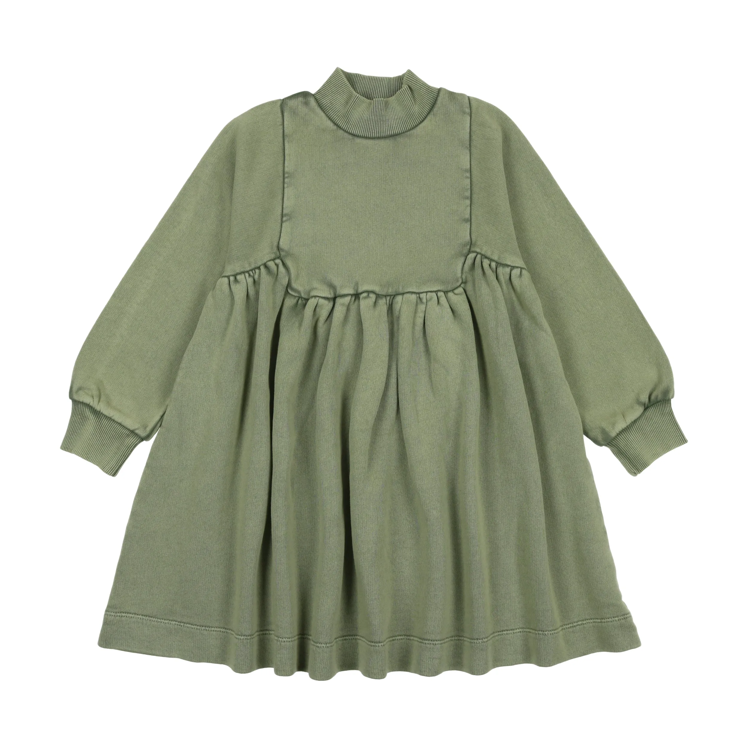 dress washed turtleneck bib - washed khaki