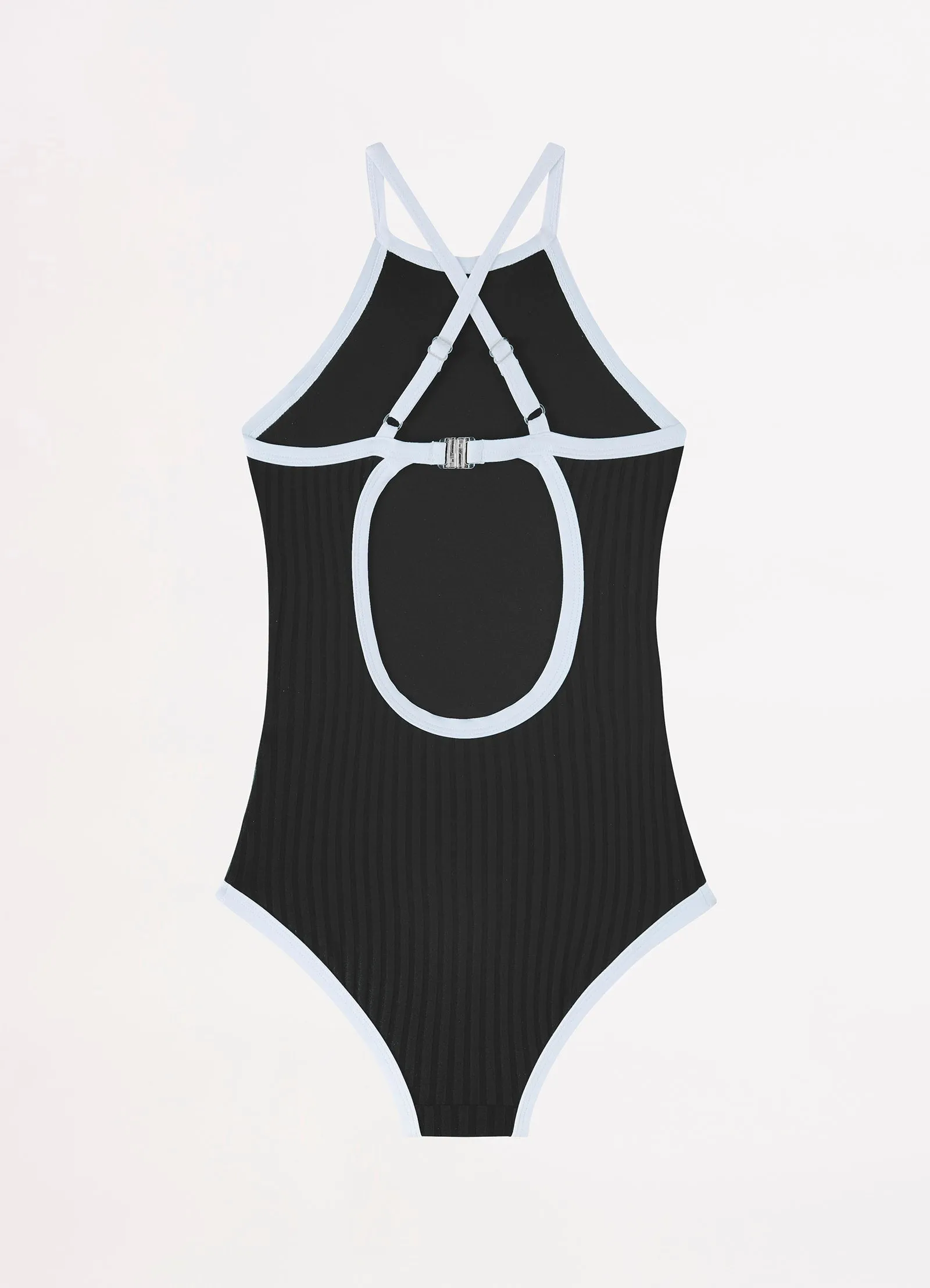 Essentials Girls High Neck One Piece - Black