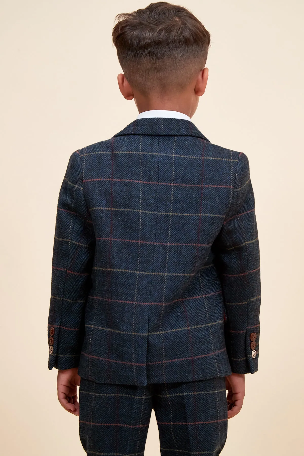 ETON - Children's Navy Blue Tweed Check Three Piece Suit