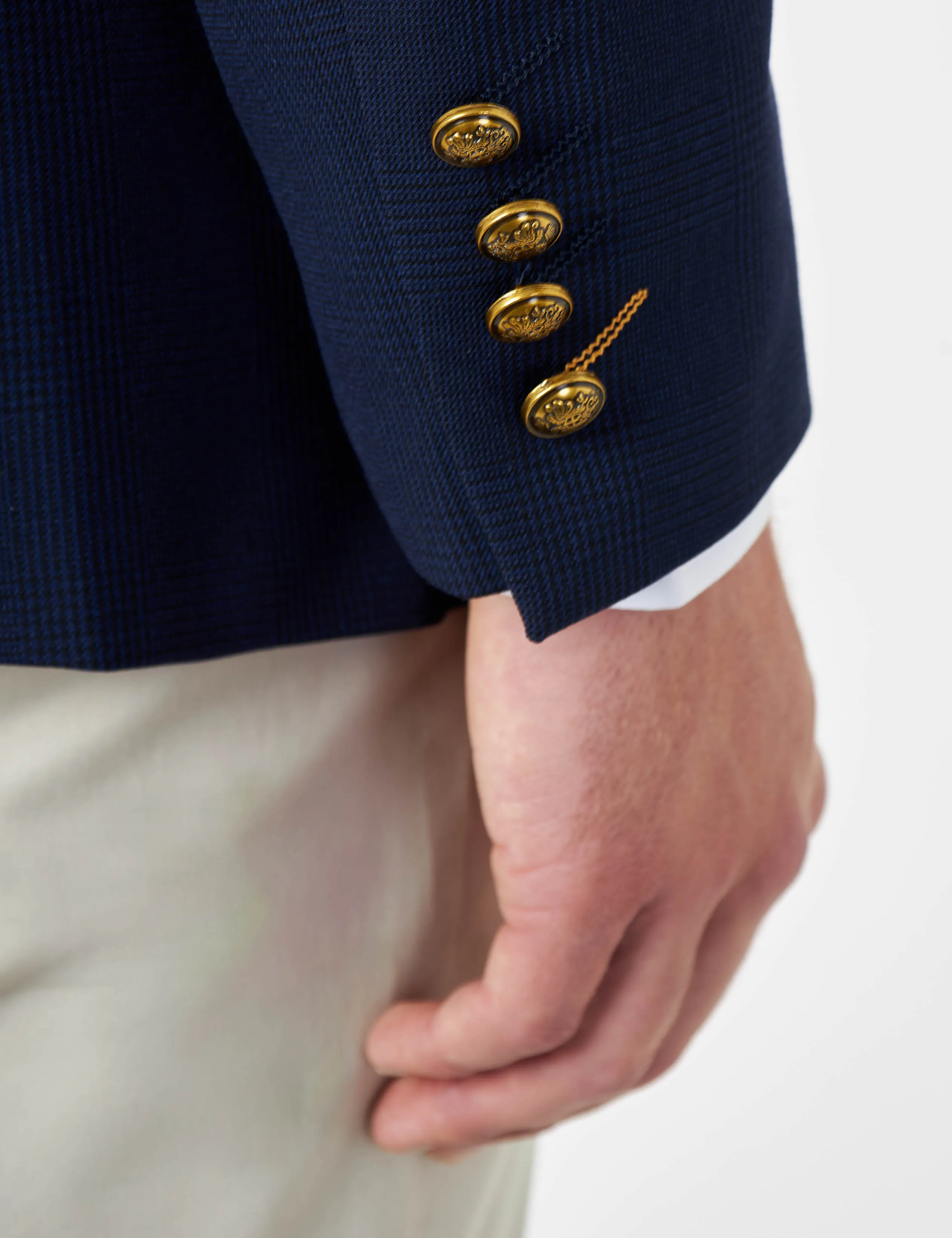 FINLEY – Navy Prince of Wales Checks Double Breasted 2 Piece Suit