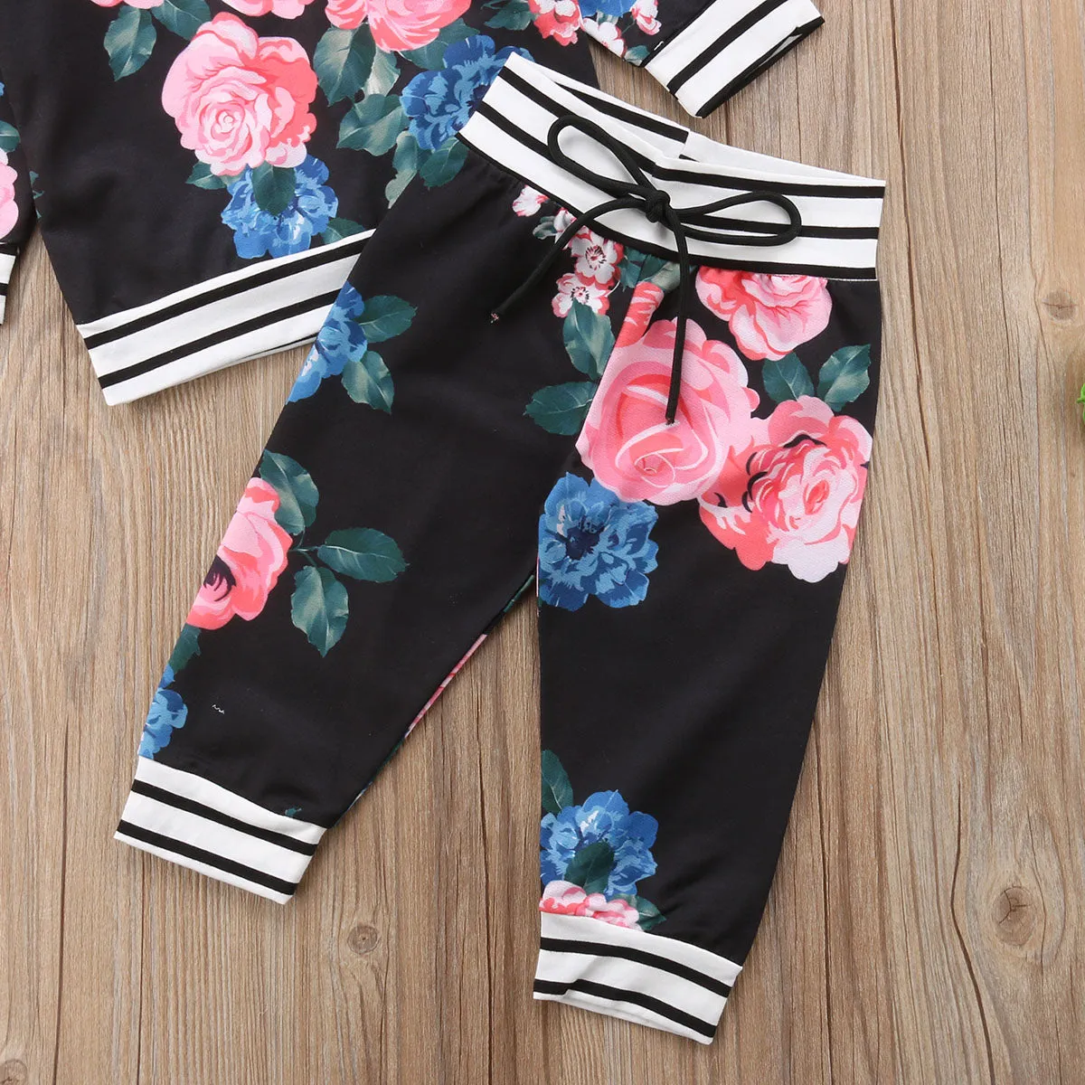 Floral Sweatshirt Pants Headband Outfit