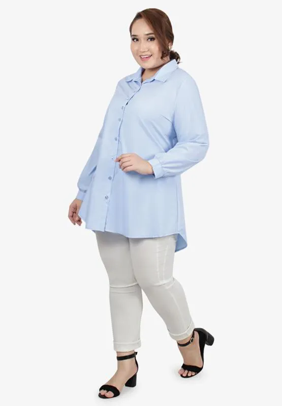 Freida Formal Button Up Shirt - Light Blue