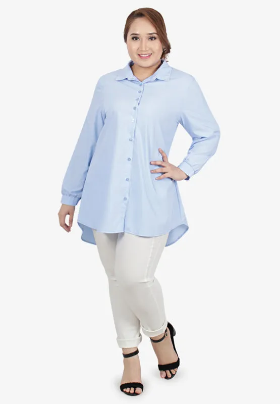 Freida Formal Button Up Shirt - Light Blue