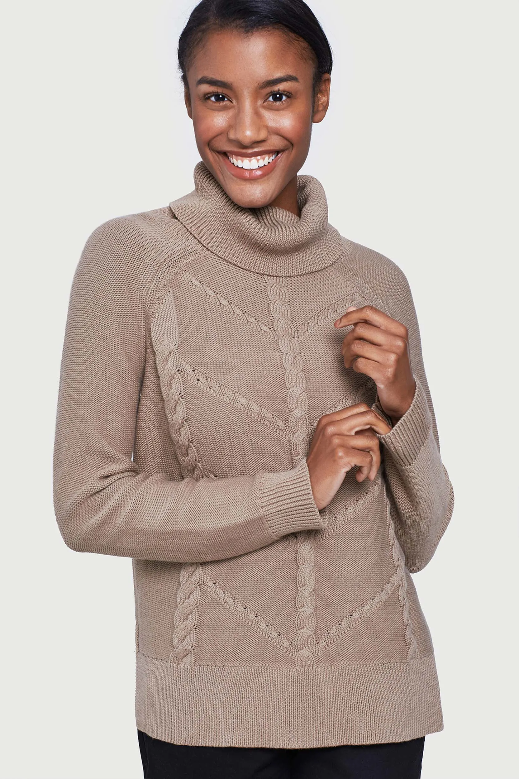 Hideaway Cableknit Turtleneck Sweater