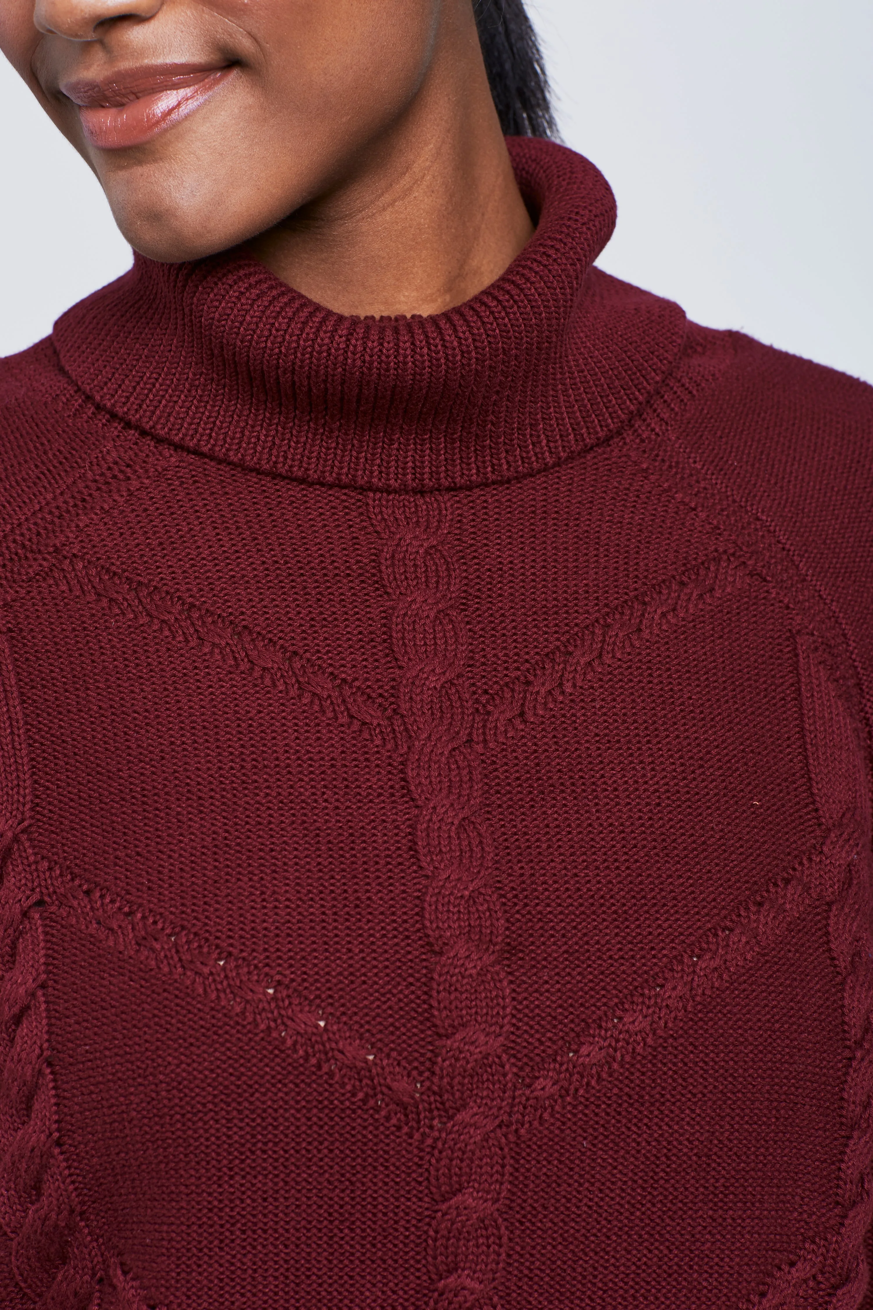 Hideaway Cableknit Turtleneck Sweater