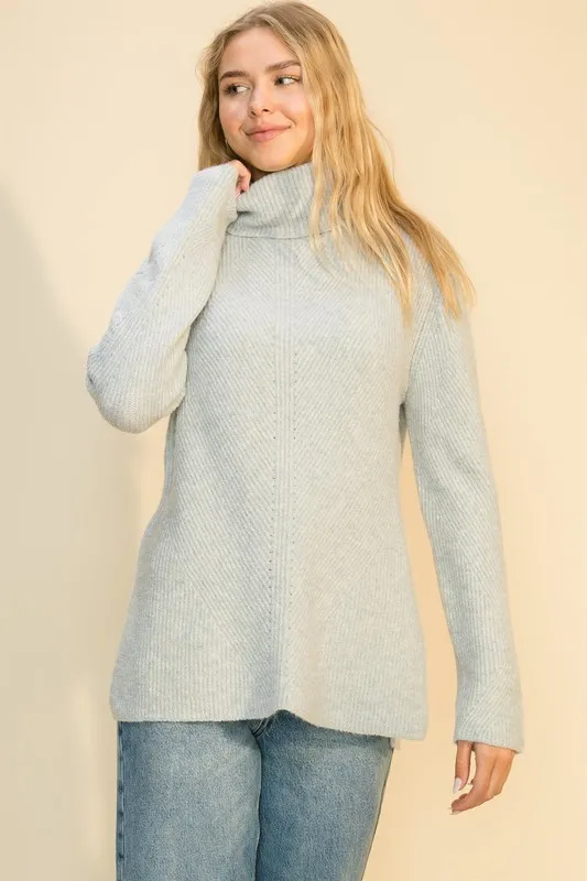 High Low Turtleneck Sweater