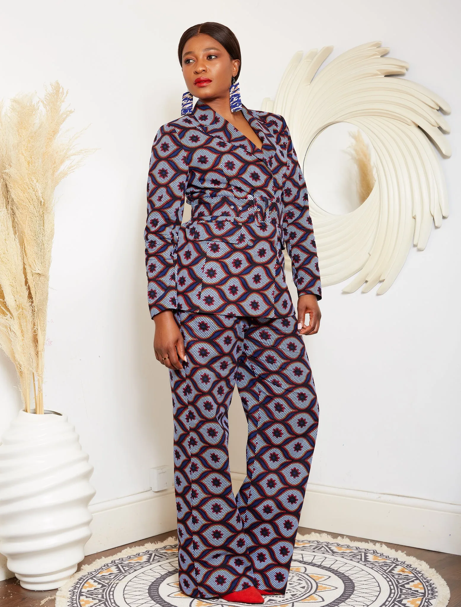 High Waisted African Print Palazzo Trouser - Naya