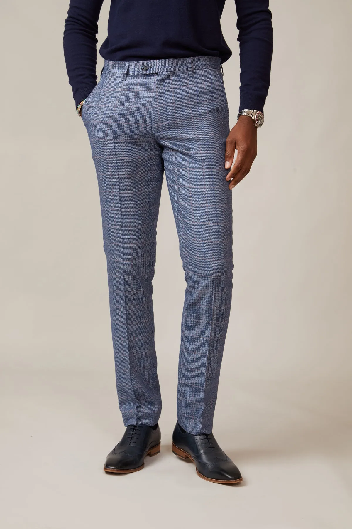 HILTON - Blue Tweed Suit with Single Breasted Waistcoat