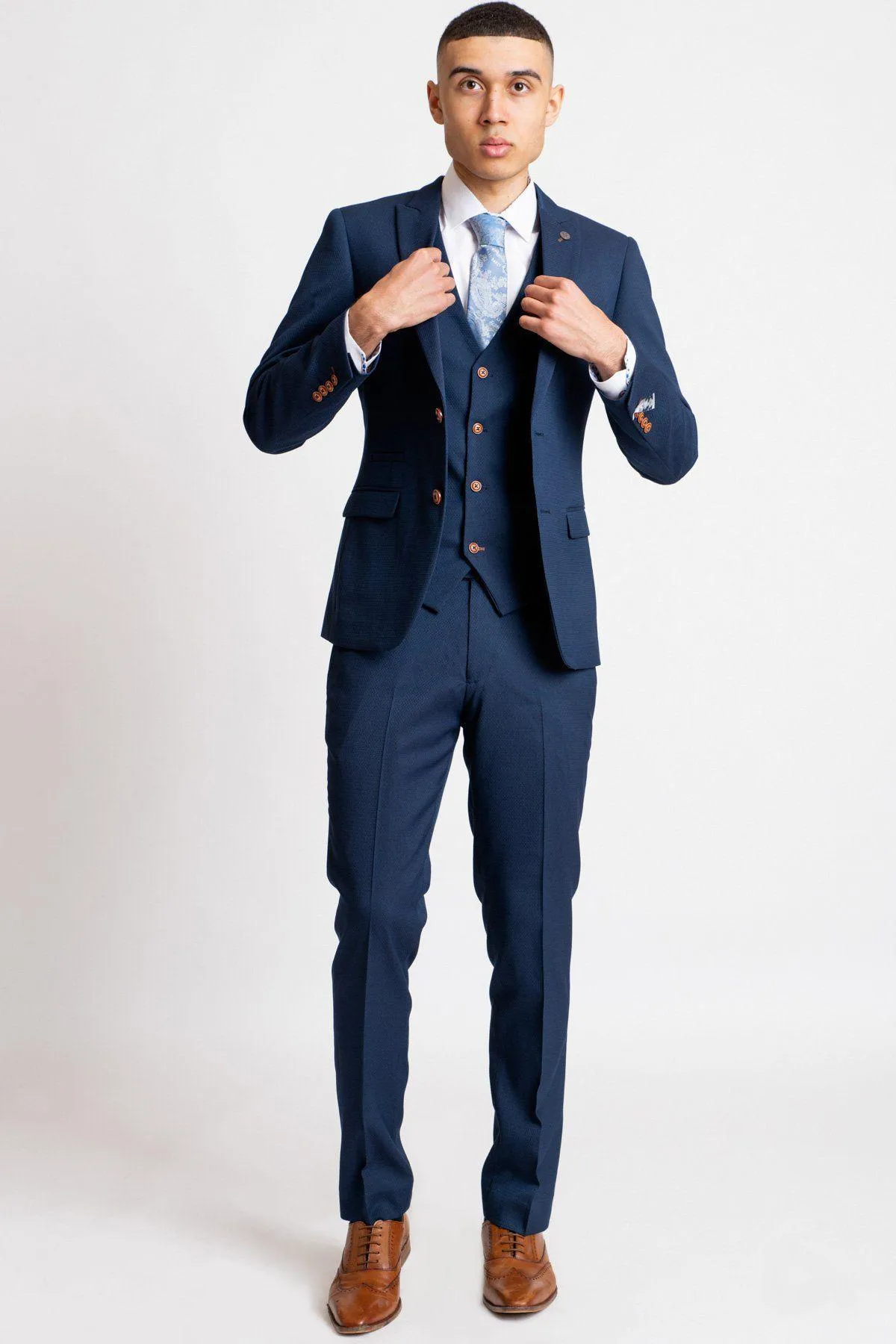 'I'm A Celebrity Get Me Out Of Here' 2022 Runner Up Owen Warner  in Max Royal Blue Suit