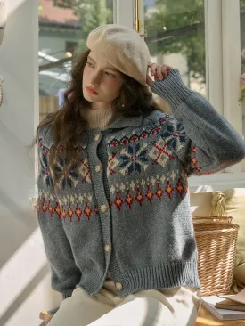 Jayleen Classic Fair Isle Rose Jacquard Turtleneck Sweater