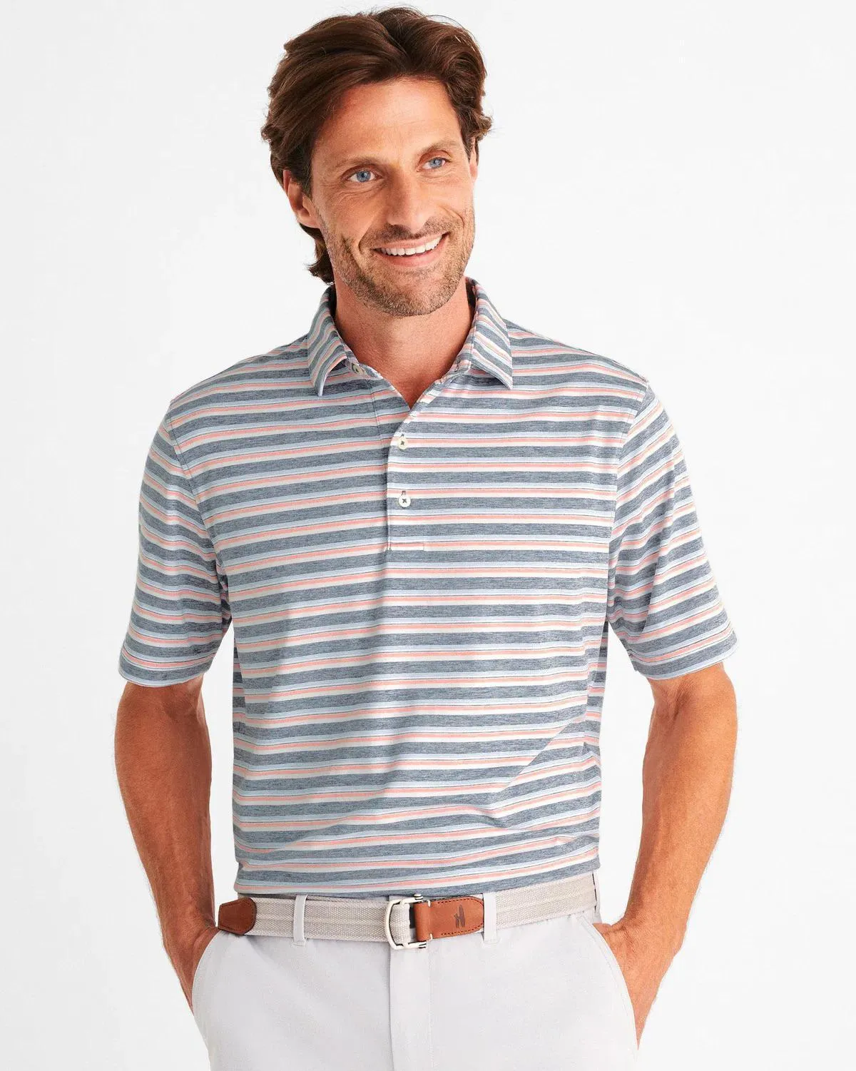 Johnnie-o Crew Striped Jersey Performance Polo