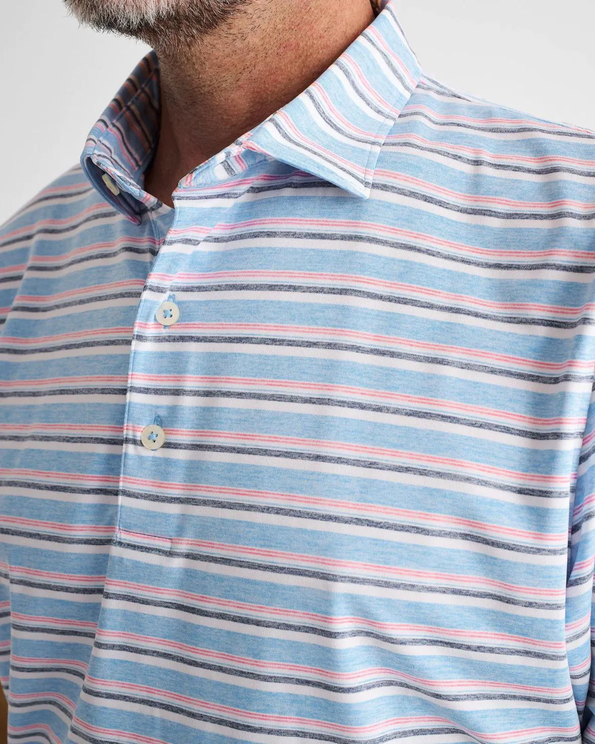 Johnnie-o Crew Striped Jersey Performance Polo